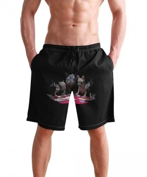 Board Shorts Men's Quick Dry Swim Trunks with Pockets Beach Board Shorts Bathing Suits - French Bulldogs Playing Cards - C419...