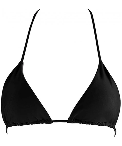 Sets Women's Sexy Halter Thong Bikini Top String Micro Triangle Bikini Top Swimsuit - Black - CA1980DSDUG