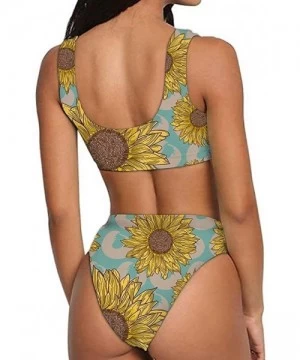 Sets Womens Printed Tankini Set Shorts Two Piece Swimsuit Bathing Suits - Sunflower - C5193EHU5UZ