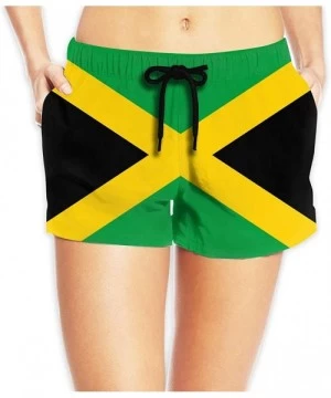 Board Shorts Jamaican Flag Womens Summer Beach Shorts Elastic Waist Swimwear Bathing Waistband XL White - C618S49XH6N