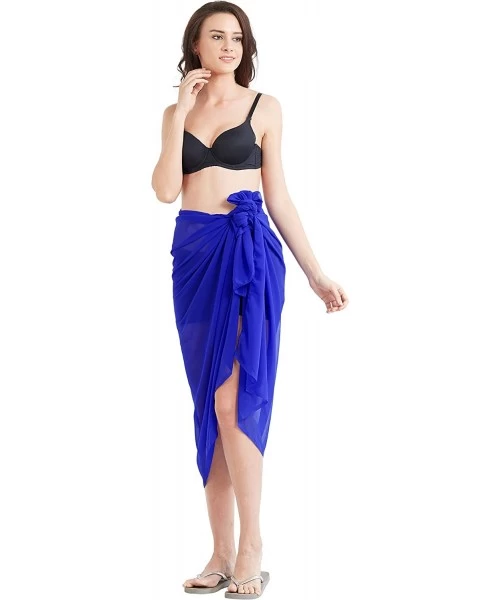 Cover-Ups Women's Beach Wear Wrap Sarong Pareo Swimsuit Cover Up (S1-with Color Option) - Royal Blue - CW189S6TSL9