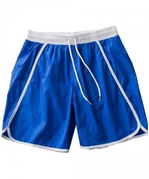 Trunks Men's Swim Drawstring Trunks Quick Dry Beach Surfing Running Swimming Shorts - Blue - CI18SHZYXSO