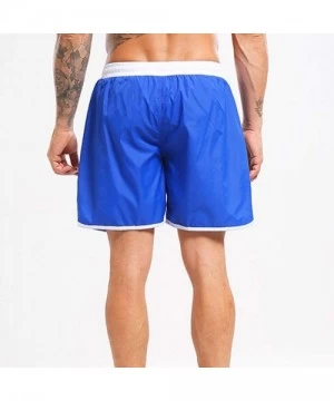 Trunks Men's Swim Drawstring Trunks Quick Dry Beach Surfing Running Swimming Shorts - Blue - CI18SHZYXSO