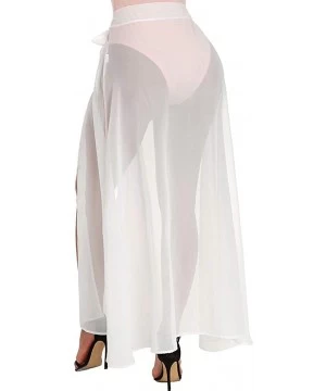 Cover-Ups Womens Wrap High Waist Summer Beach Cover Up Maxi Skirt - White - C918ROLA5XT