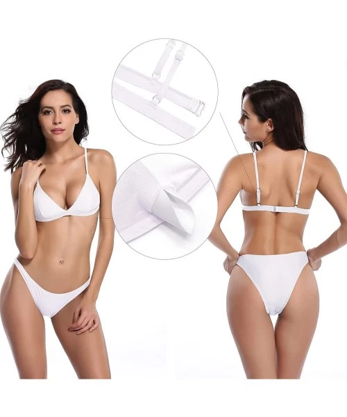 Sets Women's Triangle Bikini Bathing Suits - White - CM18LMEMX66