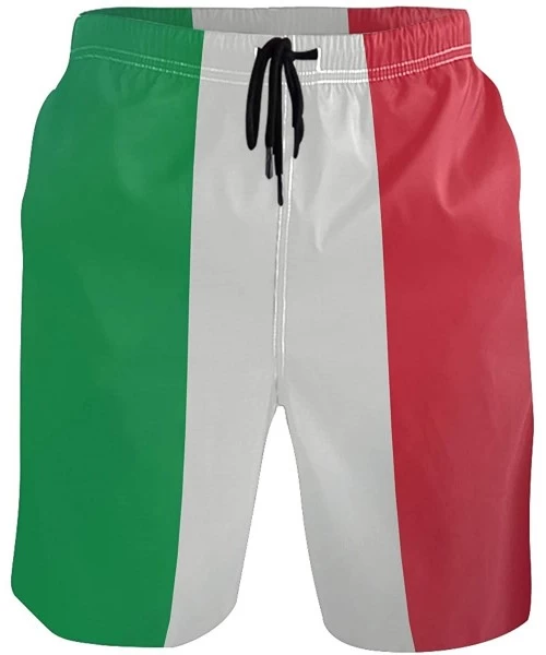 Trunks Italian Flag Green White Red Stripe Men's Swim Trunks Quick Dry Shorts with Pockets - C3197U5GM55