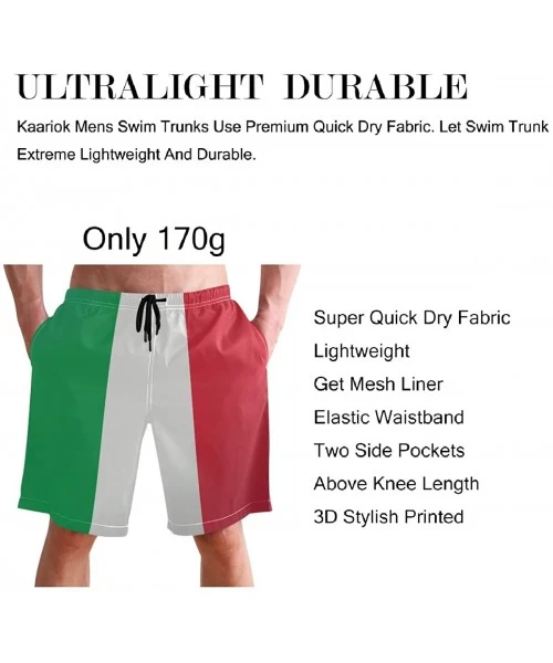 Trunks Italian Flag Green White Red Stripe Men's Swim Trunks Quick Dry Shorts with Pockets - C3197U5GM55