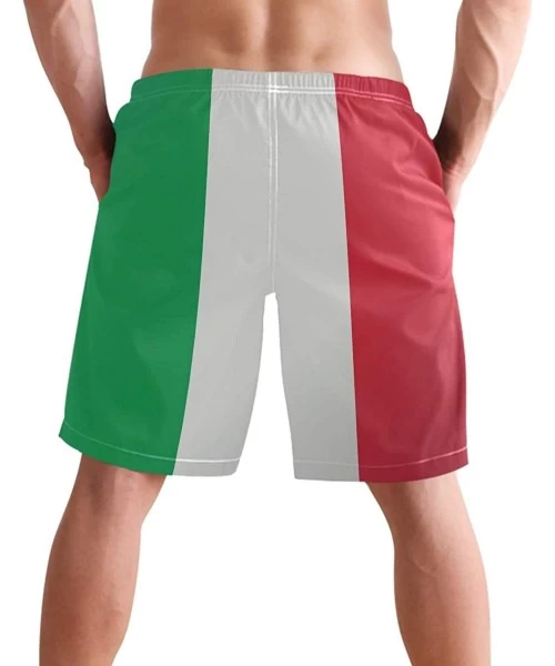 Trunks Italian Flag Green White Red Stripe Men's Swim Trunks Quick Dry Shorts with Pockets - C3197U5GM55