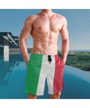 Trunks Italian Flag Green White Red Stripe Men's Swim Trunks Quick Dry Shorts with Pockets - C3197U5GM55