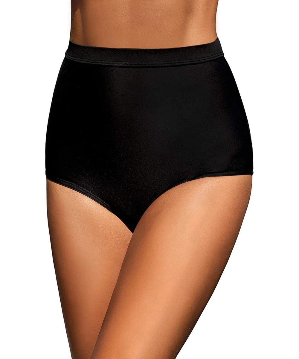 Bottoms Women High Waisted Bikini Bottoms Ruched Swim Brief Short Tankinis - Black-h - CH193MW268C