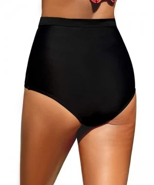 Bottoms Women High Waisted Bikini Bottoms Ruched Swim Brief Short Tankinis - Black-h - CH193MW268C