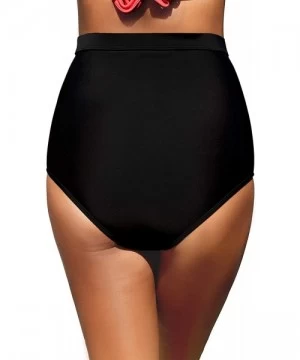 Bottoms Women High Waisted Bikini Bottoms Ruched Swim Brief Short Tankinis - Black-h - CH193MW268C