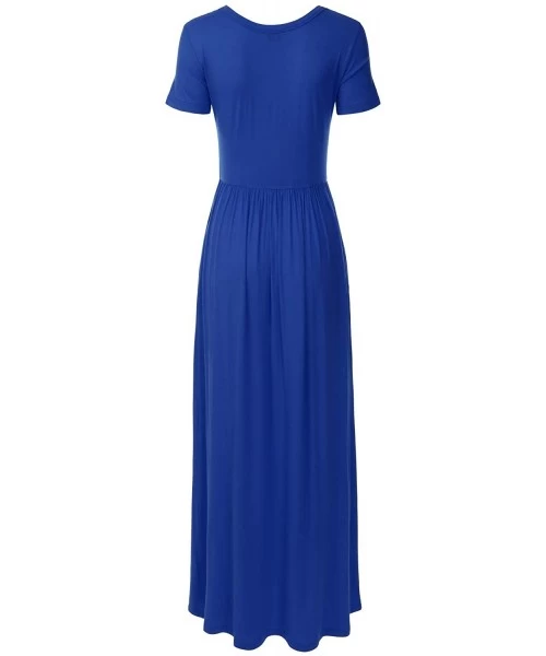 Cover-Ups Women's Short Sleeve Long Maxi Loose Casual Dress with Pockets (XS-XXL) - Dbd001_royalblue - CY196X0SOM0