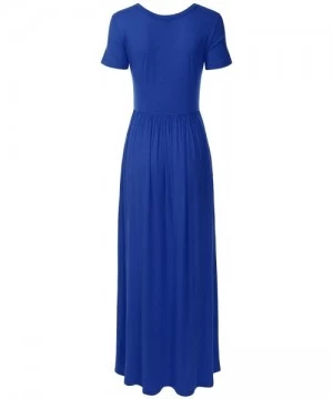 Cover-Ups Women's Short Sleeve Long Maxi Loose Casual Dress with Pockets (XS-XXL) - Dbd001_royalblue - CY196X0SOM0