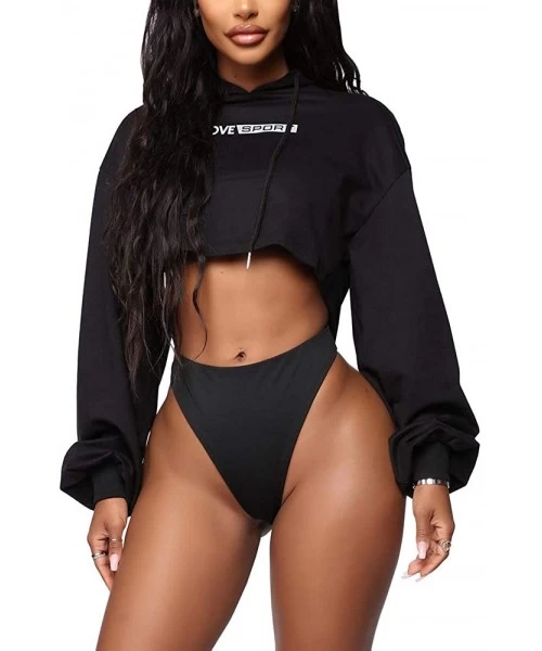 Cover-Ups Women's Long Sleeve See-Through Sheer Mesh Crop Tops Buckle Summer Top Cover Ups - Crop Top Hoodie_black - CS18WRSTDS0