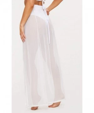 Cover-Ups Beach Cover Ups for Swimwear Women Sheer Chiffon Split Boho Maxi Skirt (XS-3XL) - White2 - CY18U5Y4G6Q