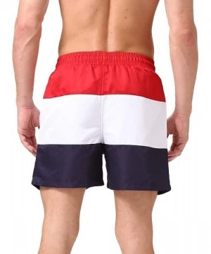 Board Shorts Mens Swim Trunks Quick Dry Beach Shorts Mesh Lining Board Shorts Swimwear Bathing Suits with Pockets - Red3 - C9...