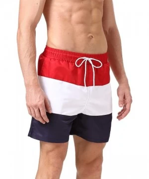 Board Shorts Mens Swim Trunks Quick Dry Beach Shorts Mesh Lining Board Shorts Swimwear Bathing Suits with Pockets - Red3 - C9...