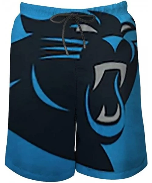 Trunks Men's Carolina Panthers Drawstring Beach Shorts - Blue - C1199L579S0