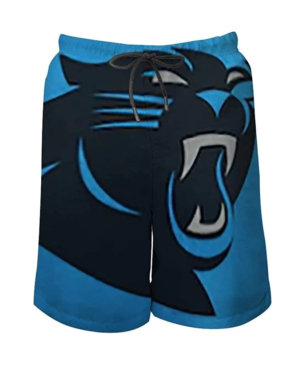 Trunks Men's Carolina Panthers Drawstring Beach Shorts - Blue - C1199L579S0