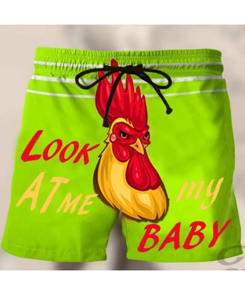 Board Shorts Christmas Turkey Print Pants Short Beach Casual Trouser Shorts Swim Trunks Board Drawstring Shorts - C-green - C...