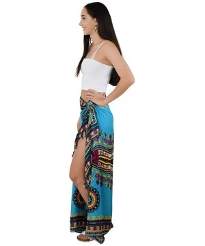 Cover-Ups Ladies Sarong Dashiki Beach Cover-Up - Blue - CR18W2R8Q37