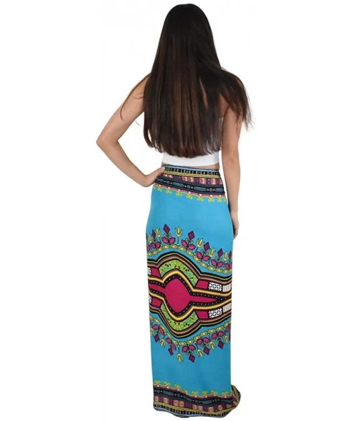 Cover-Ups Ladies Sarong Dashiki Beach Cover-Up - Blue - CR18W2R8Q37