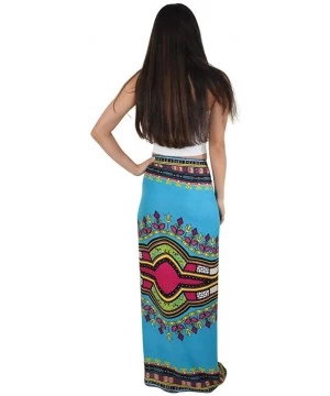 Cover-Ups Ladies Sarong Dashiki Beach Cover-Up - Blue - CR18W2R8Q37