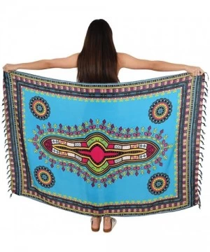 Cover-Ups Ladies Sarong Dashiki Beach Cover-Up - Blue - CR18W2R8Q37