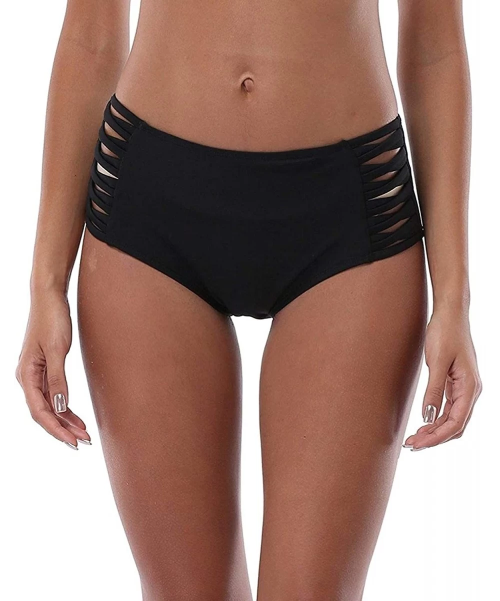 Bottoms Womens Bikini Bottoms Swim Bottoms Adjustable Side Tie Bathing Suits - Black Cutout - C217Z2T3YWT