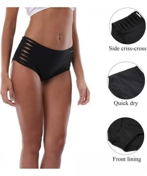 Bottoms Womens Bikini Bottoms Swim Bottoms Adjustable Side Tie Bathing Suits - Black Cutout - C217Z2T3YWT