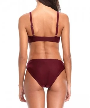 Sets Bikini Swimsuit for Women Wireless Backless Two Pieces Swimwear Bikini Set - Wine-10 - CP18DWUI6A0