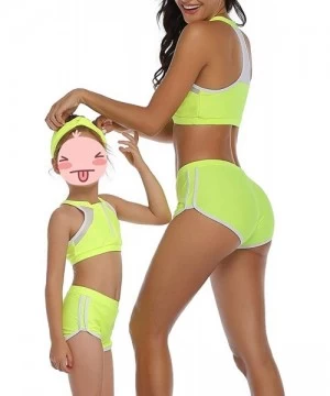 Sets Mommy and Me Family Matching Swimsuits Women Swimwear Bikini Set High Waisted Girls Bathing Suit Fluorescent Green 338 -...