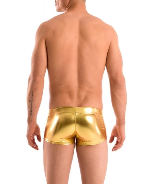 Briefs Mens New Solid Hot Body Boxer Swimsuit - Liquid Gold - C3112LLTLAR