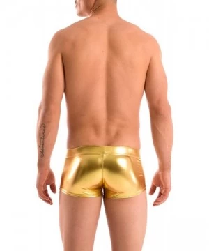 Briefs Mens New Solid Hot Body Boxer Swimsuit - Liquid Gold - C3112LLTLAR