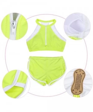 Sets Mommy and Me Family Matching Swimsuits Women Swimwear Bikini Set High Waisted Girls Bathing Suit Fluorescent Green 338 -...