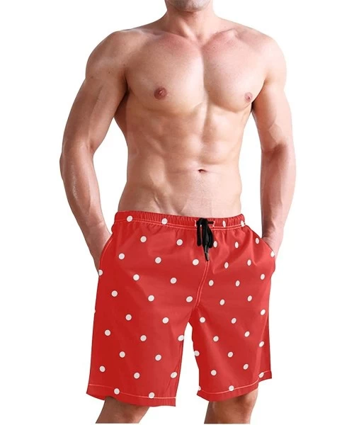 Board Shorts Mens Surfing Shorts Pumpkin Orange Texture Swim Trunks Shorts - Polka Dot - C818UG2Z6T2