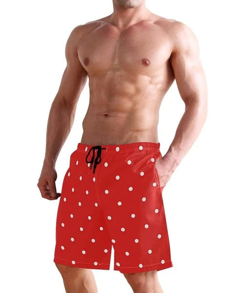 Board Shorts Mens Surfing Shorts Pumpkin Orange Texture Swim Trunks Shorts - Polka Dot - C818UG2Z6T2