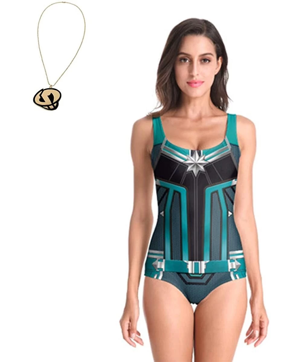 One-Pieces Summer Hot Style Captain M Cos Sleeveless One-Piece Swimsuit Stage Size (Green-s- Large) - CC18RIY4G7A