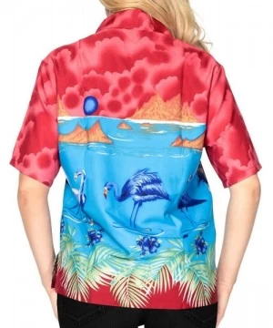 Cover-Ups Women's Hawaiian Blouse Shirt Swim Short Sleeves Loose Fit 3D Printed - Spooky Red_w942 - C412E5UEK67