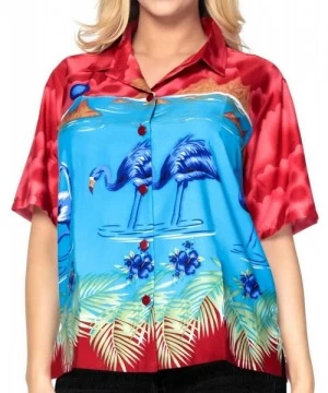 Cover-Ups Women's Hawaiian Blouse Shirt Swim Short Sleeves Loose Fit 3D Printed - Spooky Red_w942 - C412E5UEK67