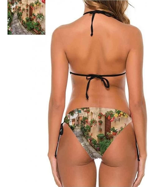 Sets Bikini Swimsuits with Tie-Side Cheeky Cobblestone Doorway to House - Multi 17 - CO190EAG88S