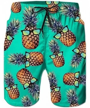 Board Shorts Men's Swim Trunks Quick Dry Swimming Suit Sport Wear Pants Board Shorts - Blue Pineapple - CQ18Y94EAWG