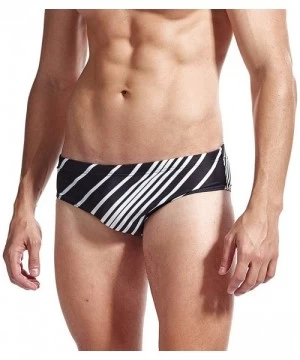 Briefs Mens Bikini Bathing Suit Beach Resort Hot Spring Racer Swimsuit Quick Dry Stripes Sexy Pad Briefs(Black White M) - CD1...