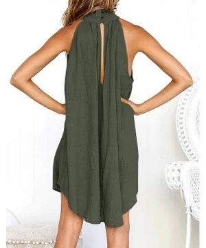 Cover-Ups Dresses for Women Work Casual-Women Summer Casual High nNeck Sleeveless T Shirt Dresses Beach Cover up Plain Tank D...