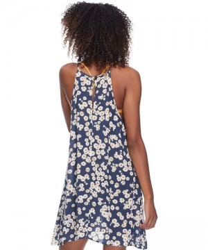 Cover-Ups Women's Sarah High Neck Rayon Dress Cover Up - Blue Lagoon Daisy Print - CO18ZQC6UCS