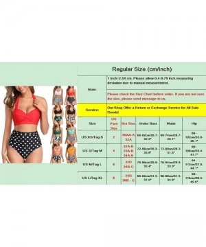 Sets Women's Vintage Swimsuit Two Piece Retro Halter Ruched High Waist Padded Print Bikini Swimwear Bathing Suits - Red + Dot...