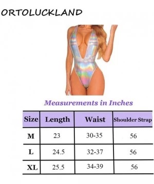 One-Pieces Women Sexy High Cut Metallic Swimsuit One Piece Disco Strappy Bodysuits - CH18RYWQ78X