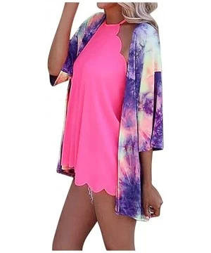 Cover-Ups Women's Tie Dyed Fashion Short Sleeve Cardigans Summer Beach Pool Swimwear Cover Up Casual Kimono for Women Tie Dye...