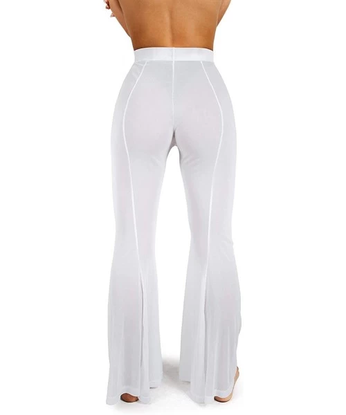 Cover-Ups Women's Beach Sheer Mesh Legging Pant See Through Bikini Bottom Swimsuit Cover up - White2 - C718NMIDIDG